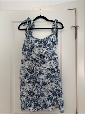 knee length dresses for ladies Miss Circle Mackenzie Green and Pink Floral Print Halter Linen Mini Dress XL